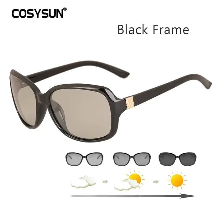 Lunettes de soleil photochromiques de luxe pour femmes, grande monture polarisées, originales, avec