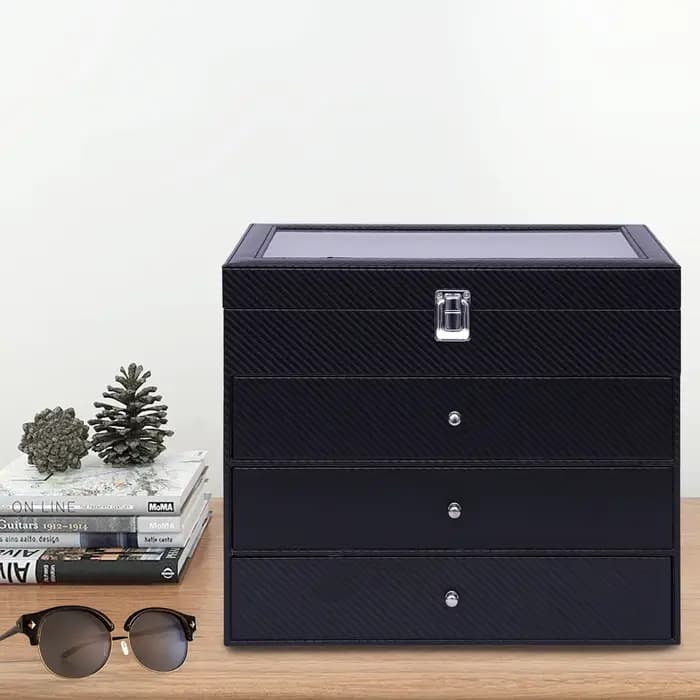 Boîte de rangement pour lunettes de soleil, porte-lunettes, étui à 24 grilles