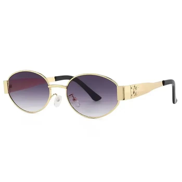 Lunettes de soleil ovales rétro de luxe en métal pour femmes et hommes, unisexe, marque de mode, lun