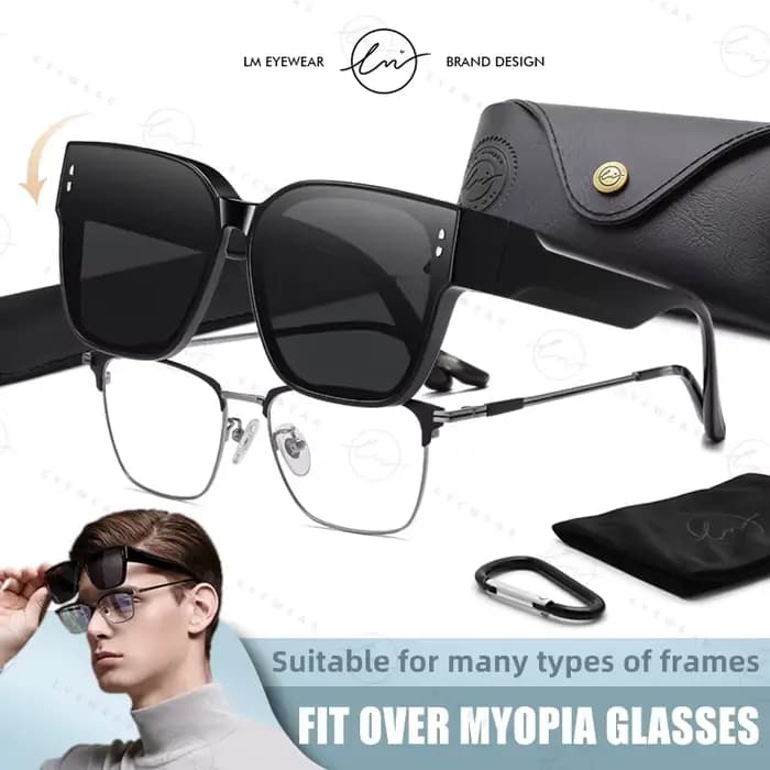 LM marque surdimensionné cadre couverture lunettes optiques tendance ajustement sur lunettes de sole