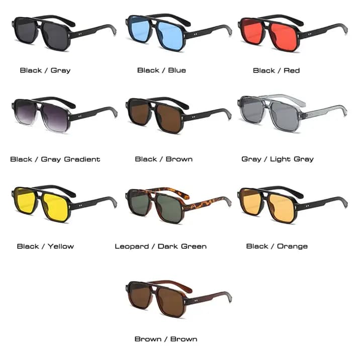 SO & EI Vintage Double ponts hommes lunettes de soleil carrées mode clair océan lentille lunettes fe