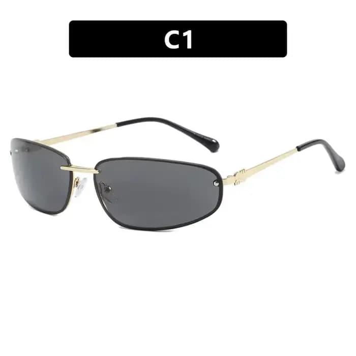 Lunettes de soleil femme 2025 ovales sans monture Y2K de luxe, style rétro premium, pour activités d
