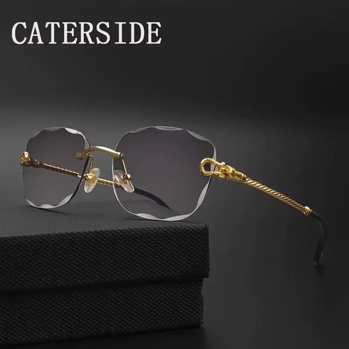 Lunettes de soleil rétro CATERSIDE pour femmes et hommes, de marque, sans monture, avec verres dégra