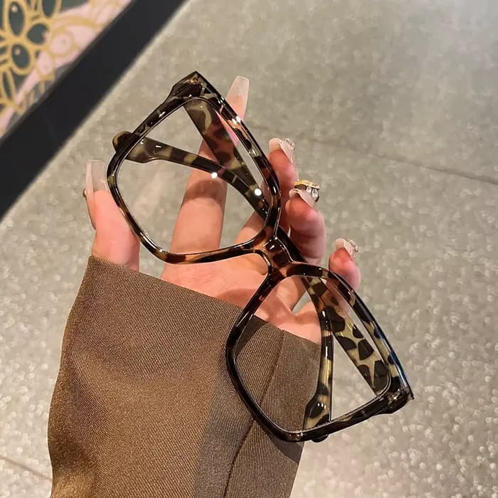 Lunettes de couleur Maillard à grande monture, lunettes simples, élégantes, exagérées et polyvalente