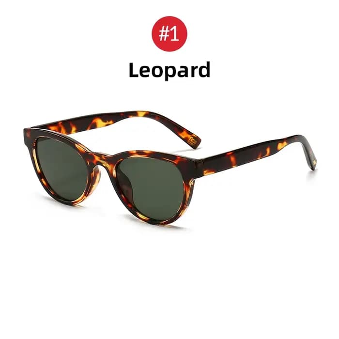 VIVIBEE 2026 Lunettes de soleil œil de chat pour femme, monture léopard, style rétro, verres vert ja