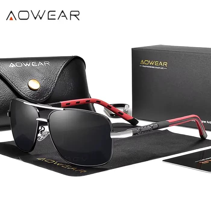 AOWEAR-Lunettes de soleil polarisées rétro pour hommes et femmes, lunettes de conduite vintage, lune