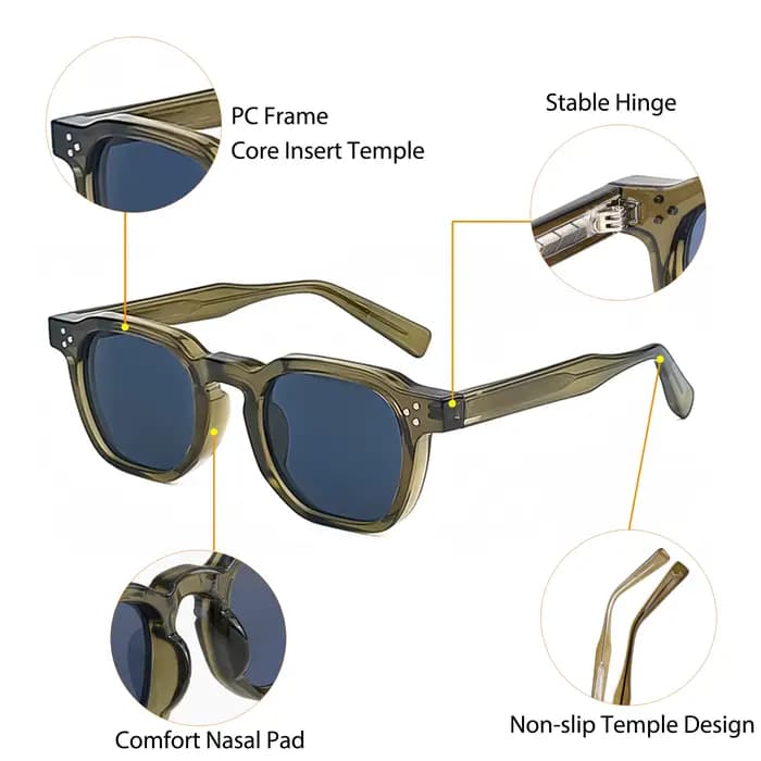 Lunettes de soleil rétro punk CATERSIDE pour hommes, monture carrée petite, design personnalisé, lun
