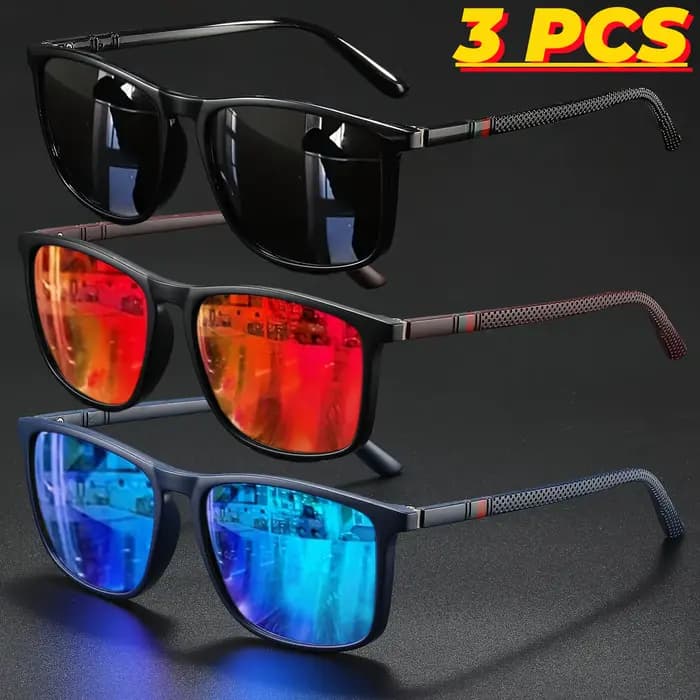 Lunettes de soleil de protection polarisées carrées, Anti-éblouissement, pour fête d'été, vacances,