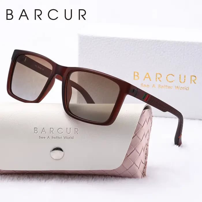 BARCUR Simple hommes lunettes de soleil Unique confort porter PC cadre carré UV400 parasol lunettes