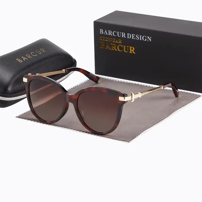 BARCUR Lunettes de soleil pour femmes exquises, luxueuses et élégantes, montures œil de chat, emball