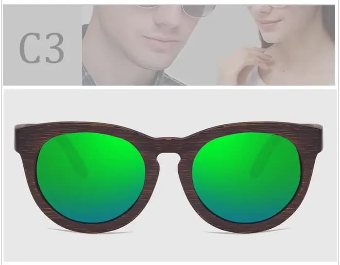 Lunettes de soleil rondes rétro en bois de bambou pour femmes et hommes, verres polarisés, Vision cl