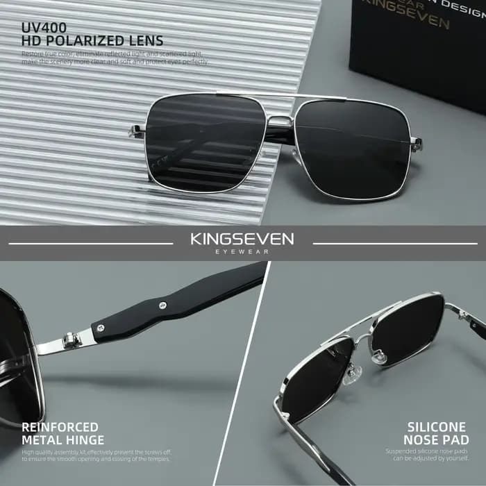 KINGSEVEN – lunettes de soleil polarisées pour hommes, monture métallique de haute qualité, verres a