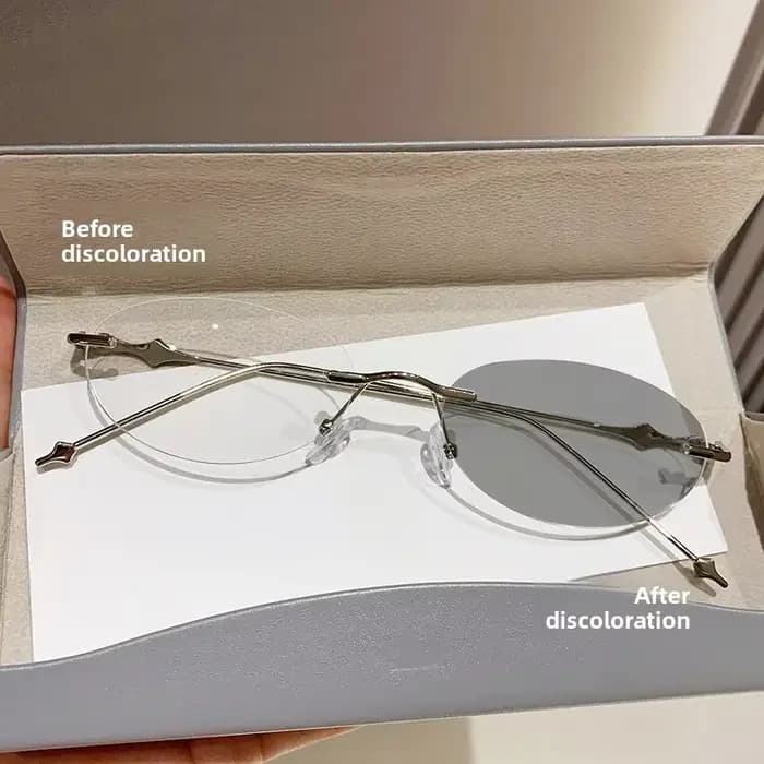 Lunettes photochromiques sans cadre pour myopie, verres elliptiques haute définition et lunettes Ant
