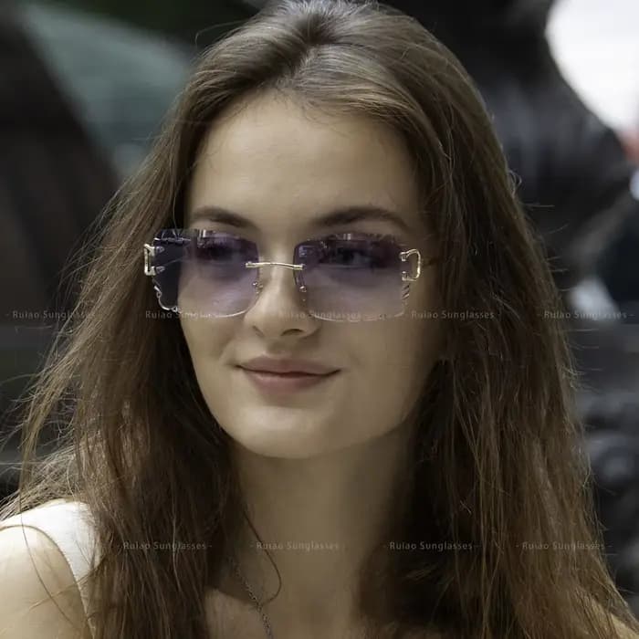Lunettes de soleil Ruiao Luxury, haute qualité, sans monture, verres en nylon taillés diamant, UV400