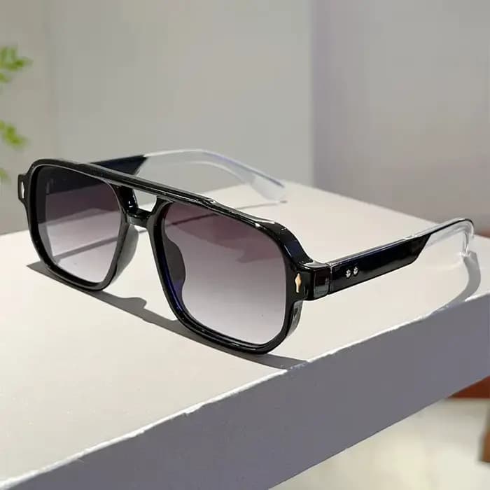 Vintage Double ponts hommes lunettes de soleil carrées mode vert océan lentille UV400 lunettes femme