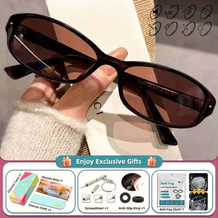 CLLOIO Lunettes de soleil ovales minimalistes pour femmes, pour la myopie, idéales pour l'été, la co