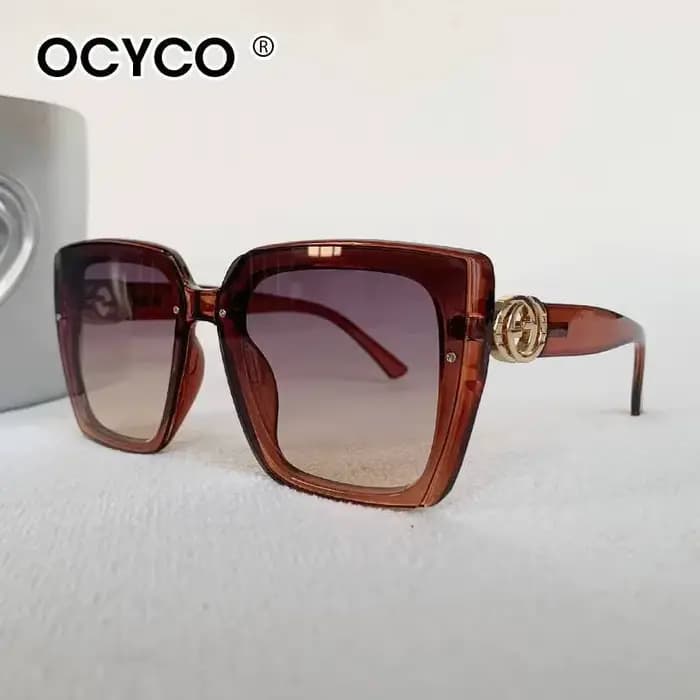 OCYCO 2026 Lunettes de soleil de luxe glamour pour femmes et hommes, monture carrée oversize, lunett