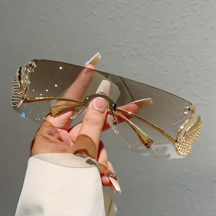 KAMMPT sans monture Y2k lunettes de soleil femmes mode monobloc dégradé nuances 2025 nouveau à la mo