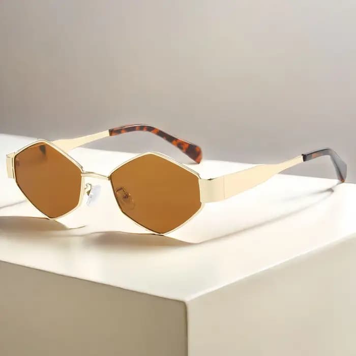 Lunettes de soleil hexagonales pour femmes et hommes, Design de marque de luxe, polygone Unique, Vin