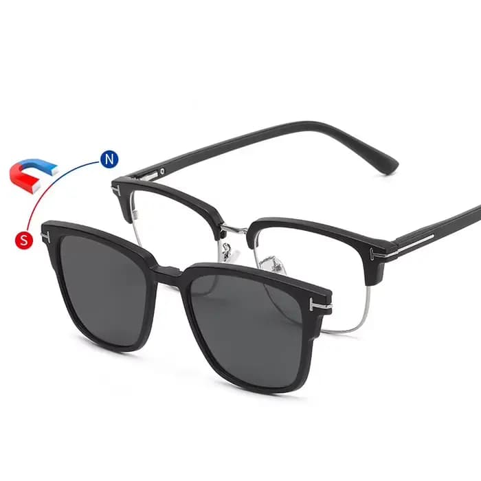 Monture de lunettes pour hommes et femmes avec 5 clips magnétiques pour lunettes de soleil polarisée