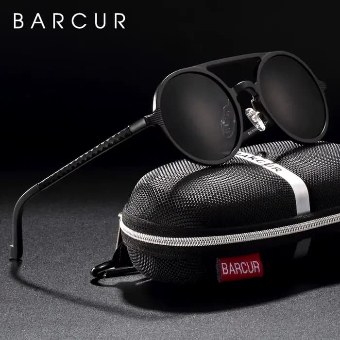 Lunettes de soleil Steampunk rondes en aluminium et magnésium pour homme et femme, verres polarisés