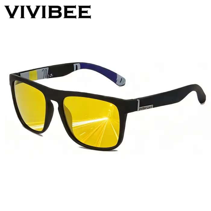 VIVIBEE lunettes de Vision nocturne jaune polarisé UV400 hommes carré lunettes de conduite sport fem