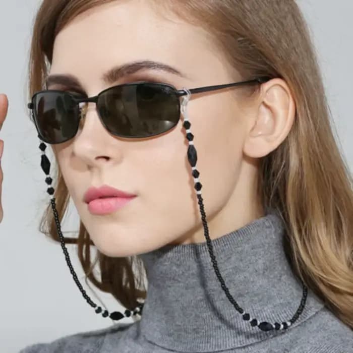 JOHollow Star Lunettes de soleil perlées pour femmes, lunettes de lecture, lanière, porte-lunettes,