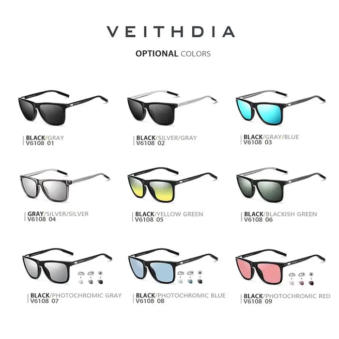 VEITHDIA marque lunettes de soleil unisexe rétro aluminium + TR90 lunettes de soleil polarisées lent