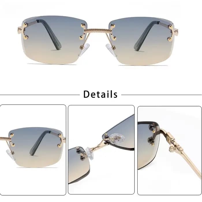 CATERSIDE Punk Rectangle lunettes de soleil hommes femmes luxe concepteur sans monture dégradé lenti