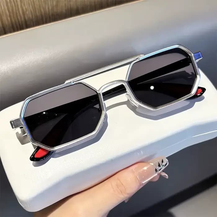Lunettes de soleil rétro Steam-Punk pour hommes, avec Ddesign polygonal, grande monture, spécifique