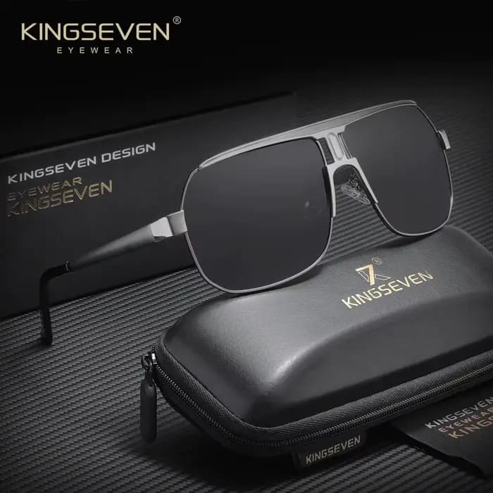KINGSEVEN Lunettes de soleil de luxe modernes pour hommes et femmes, polarisées UV400, monture large