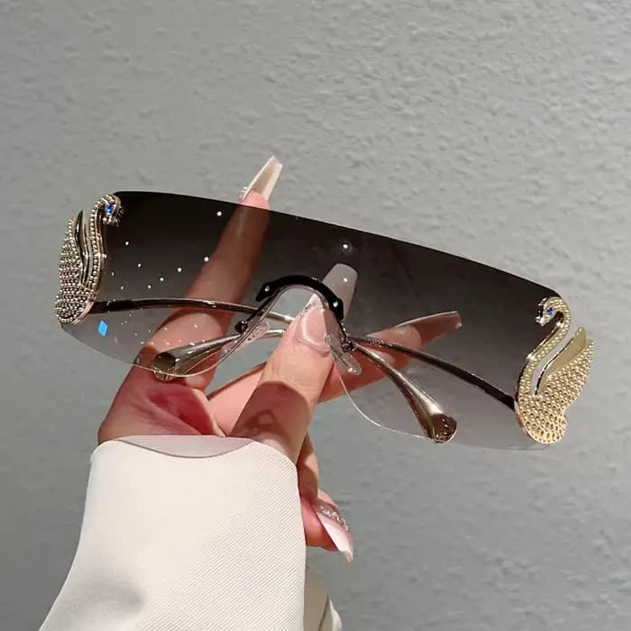 KAMMPT sans monture Y2k lunettes de soleil femmes mode monobloc dégradé nuances 2025 nouveau à la mo