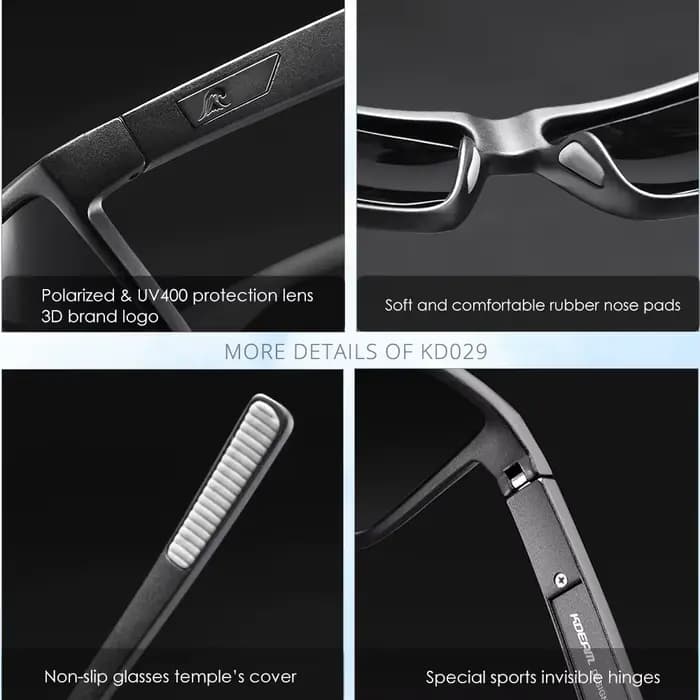 KDEAM-Lunettes de soleil polarisées à 100% ° KD029, protection UV, charnière à ressort intégrale et