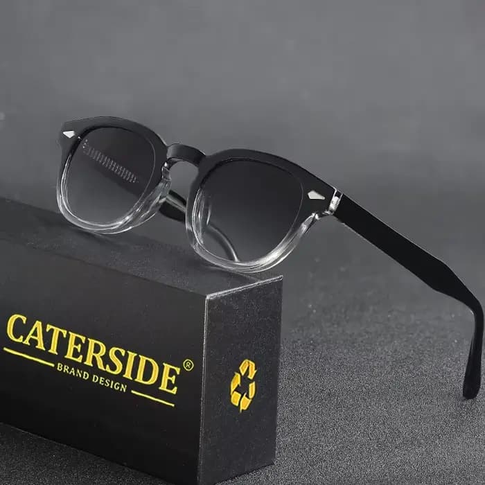 CATERSIDE rétro hommes lunettes de soleil rond Punk acide propionique broche Temple luxe lunettes de