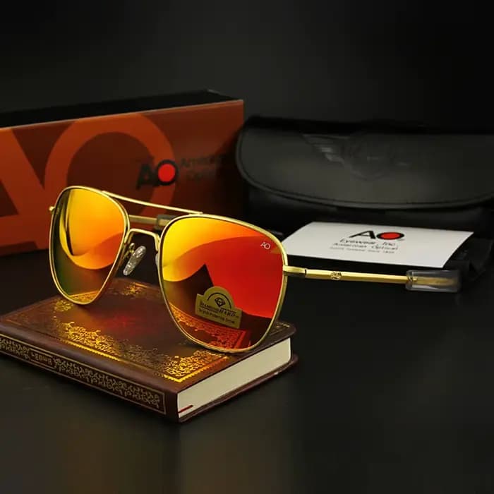 Lunettes de soleil pilote AO pour hommes, lunettes de soleil de qualité supérieure pour hommes, armé