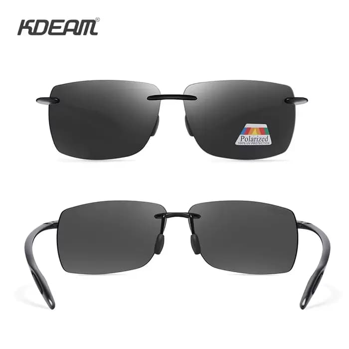 KDEAM – lunettes de soleil rectangulaires sans bords pour hommes, polarisées, ultralégères, matériau