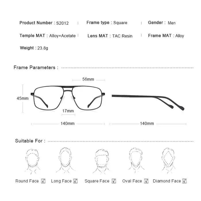 MERRYS DESIGN hommes classique carré lunettes optique cadre de luxe Double pont lunettes de Prescrip