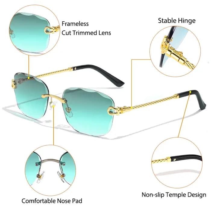 Lunettes de soleil rétro CATERSIDE pour femmes et hommes, de marque, sans monture, avec verres dégra