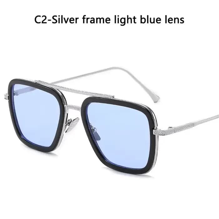 Lunettes de soleil Steam Punk Tony Stark pour hommes et femmes, lunettes de conduite carrées tendanc