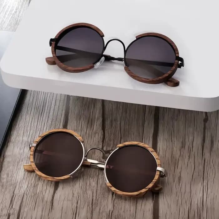 Lunettes de soleil polarisées en bois faites à la main pour hommes et femmes, verres gris dégradé UV