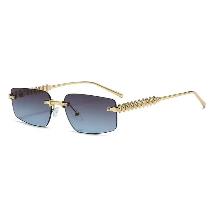 Lunettes de soleil vintage sans monture pour femmes et hommes, lunettes de soleil rectangulaires, lu