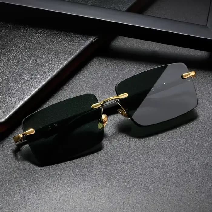 Lunettes de soleil sans bords rectangulaires, mode populaire pour femmes et hommes, petites lunettes