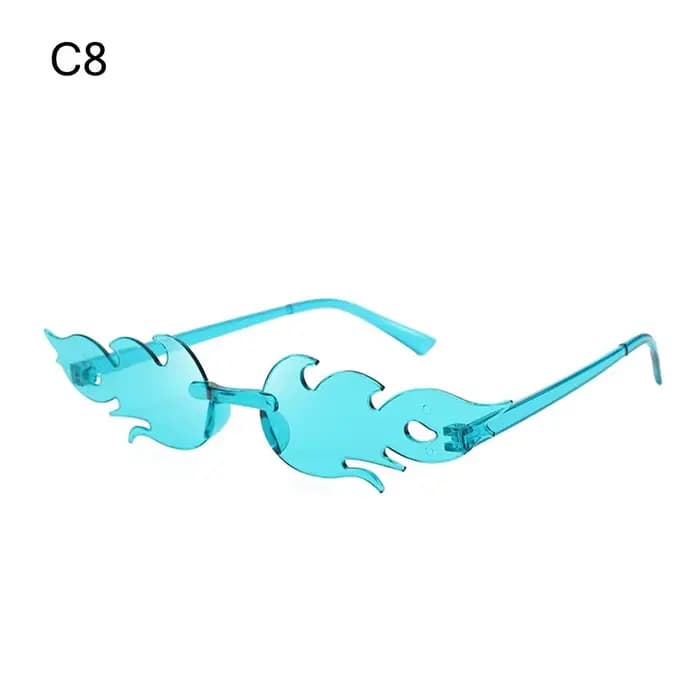 Lunettes de soleil flamme de feu pour femmes, lunettes de soleil sans monture, lunettes de cosplay d