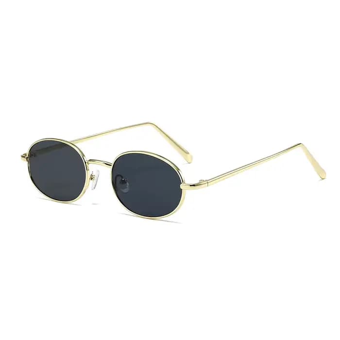 Lunettes de soleil ovales classiques en métal pour hommes, monture dorée ou argentée, verres solaire