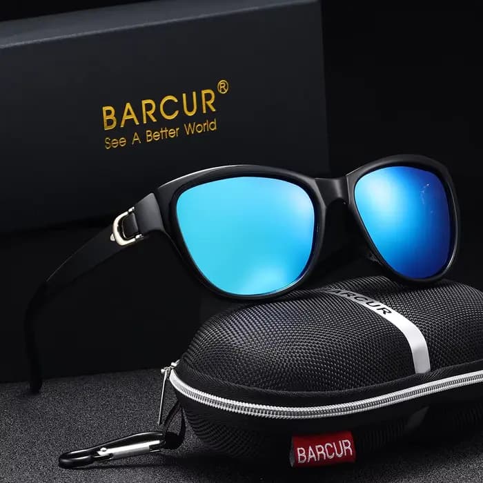 BARCUR-Lunettes de soleil polarisées pour femme, monture elliptique PC, verres TAC dégradés, simple