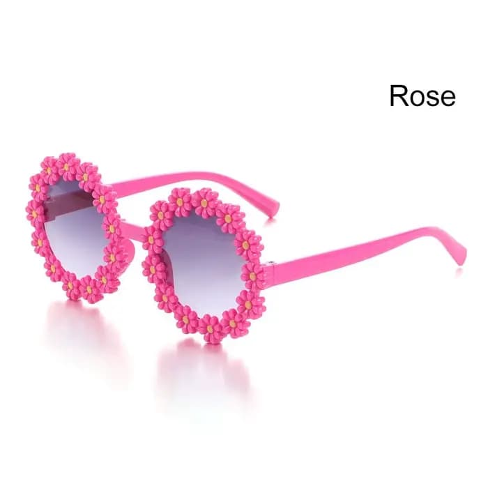 Lunettes de soleil rondes à fleurs pour enfants, jolies lunettes de soleil marguerite, Protection so