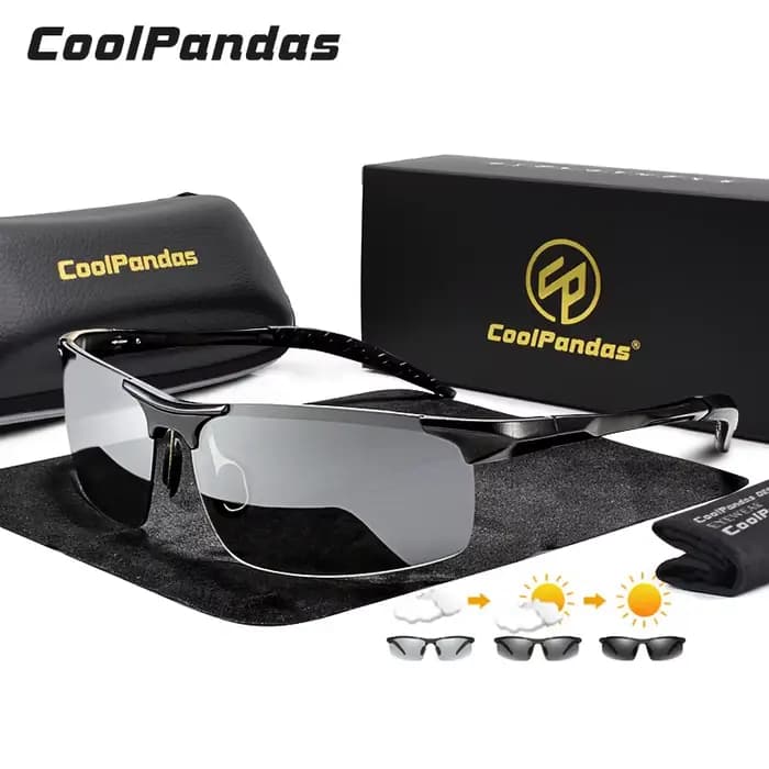 COOLPANDAS – lunettes de soleil polarisées photochromiques en aluminium pour hommes, anti-éblouissem