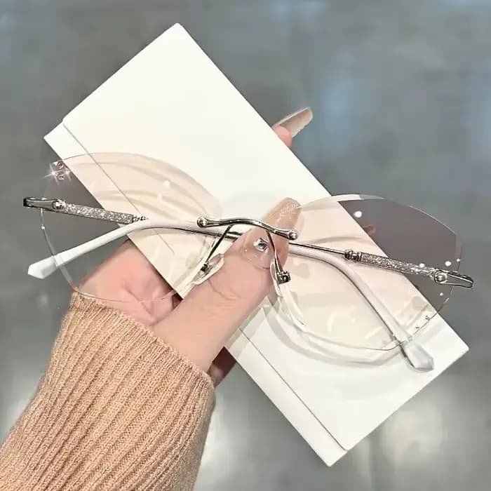 Lunettes de lecture presbytie papillon rose dégradé, monture œil de chat sans cadre, avec strass sci