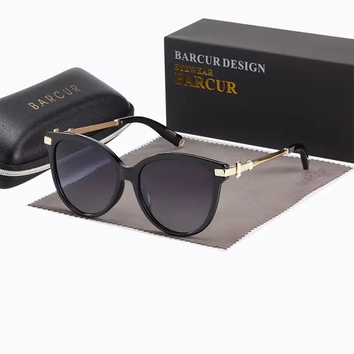 BARCUR Lunettes de soleil pour femmes exquises, luxueuses et élégantes, montures œil de chat, emball