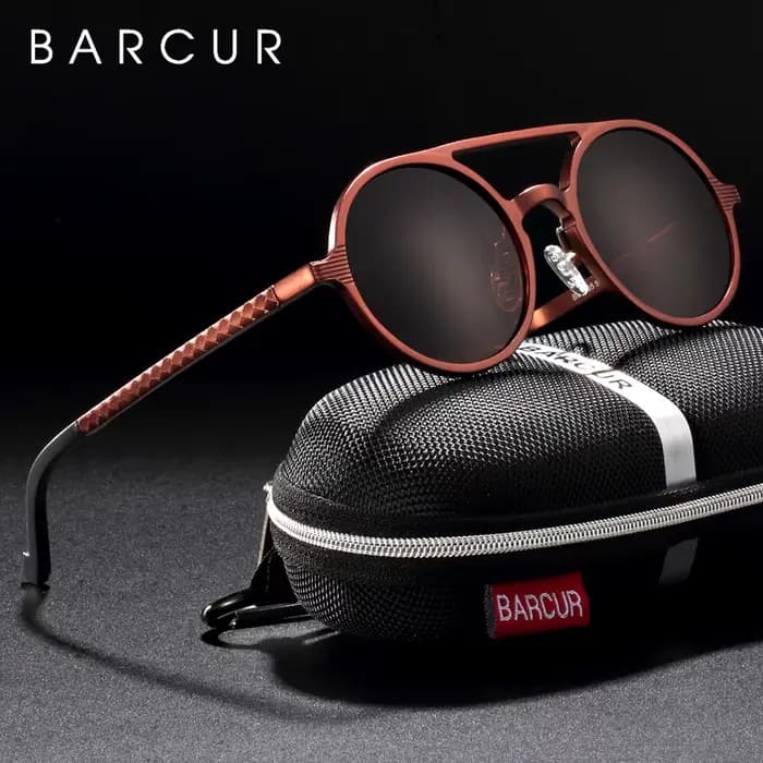 Lunettes de soleil Steampunk rondes en aluminium et magnésium pour homme et femme, verres polarisés